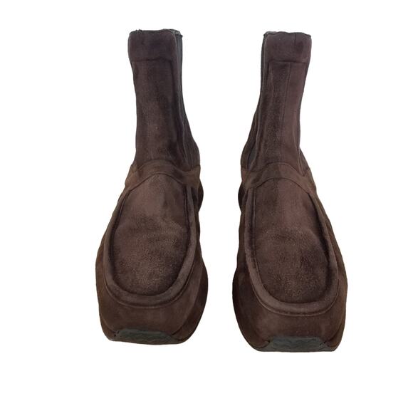 Stephane Kelian | Brown Suede Ankle Boots Platform 9.5 Slip On - Picture 3 of 11